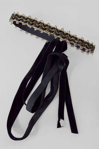 beaded velvet ribbon choker - midnight