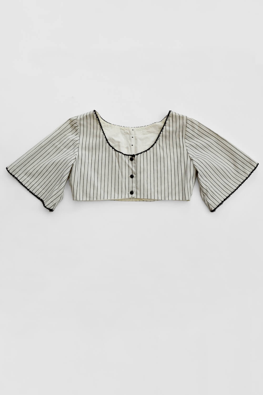 vintage cropped top - white / black stripe - size medium