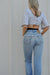 vintage cropped top - white / black stripe - size medium