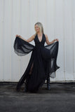 wicked high slit dress - black veil - size small / medium