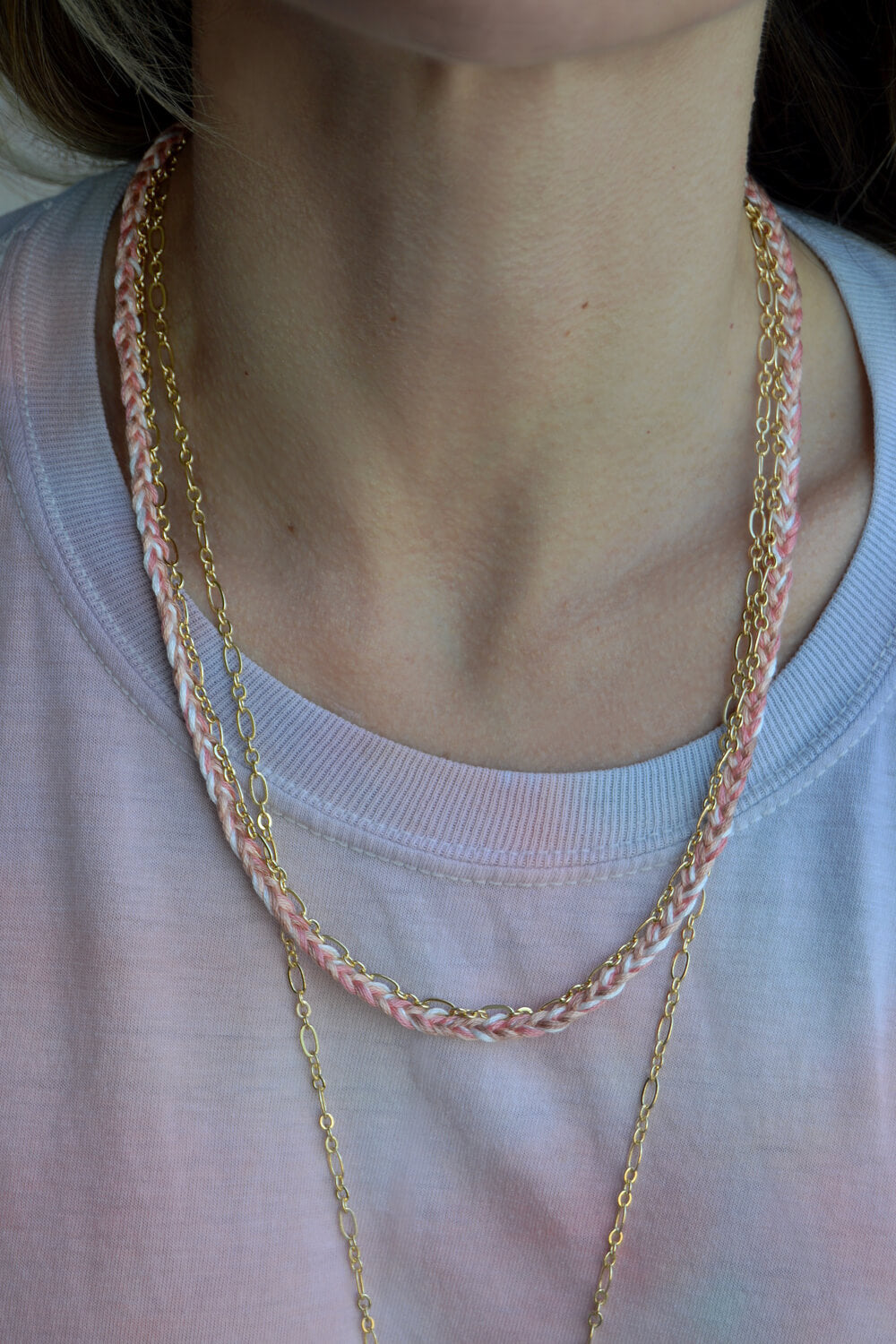 everyday chain - gold peony pink