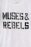 muses & rebels graphic tee  - vintage white - women's size small