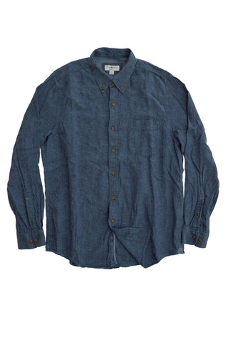 linen cotton collared shirt - washed navy - size large