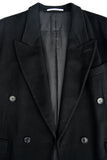 vintage wool double breasted overcoat - black - size medium/large