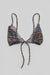 tie front string bra top - retro stripe - size small
