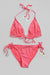 triangle string bikini set - pink / silver stripe - size small / medium