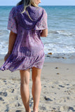 vintage thrashed gypsy dress - violet print - size small / medium