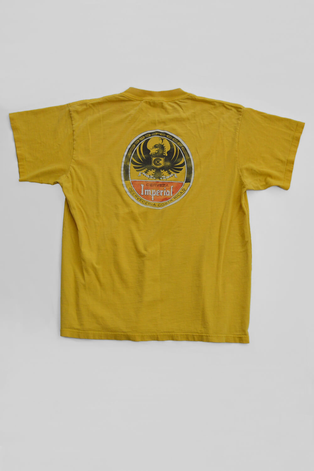 vintage worn crew neck graphic tee - sunflower yellow - men's size medium