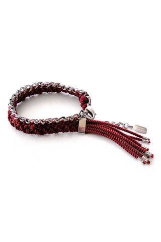 fringe bracelet - antique silver oxblood