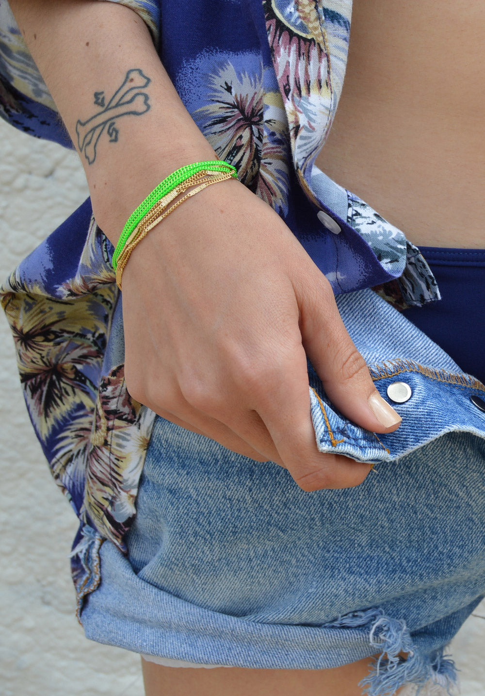 chain bracelet - neon green