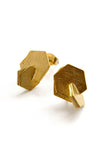 double hex earrings - matte gold