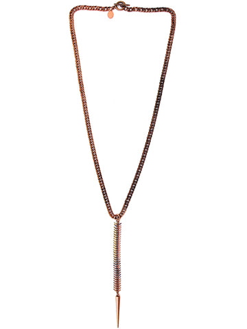 fishbone necklace - tarnished copper