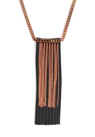 fringe necklace - black rose gold