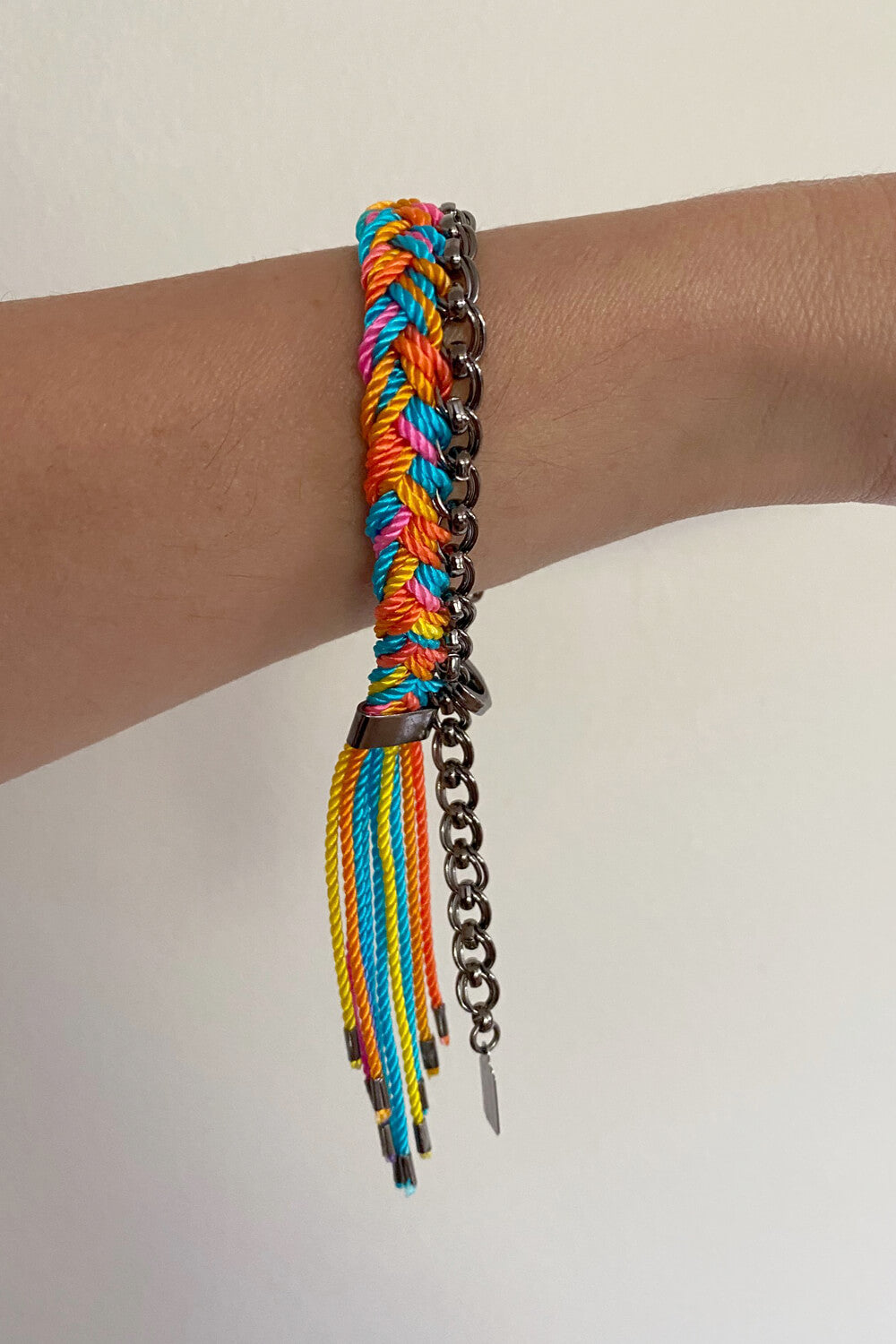 fringe bracelet - gunmetal rainbow ombre
