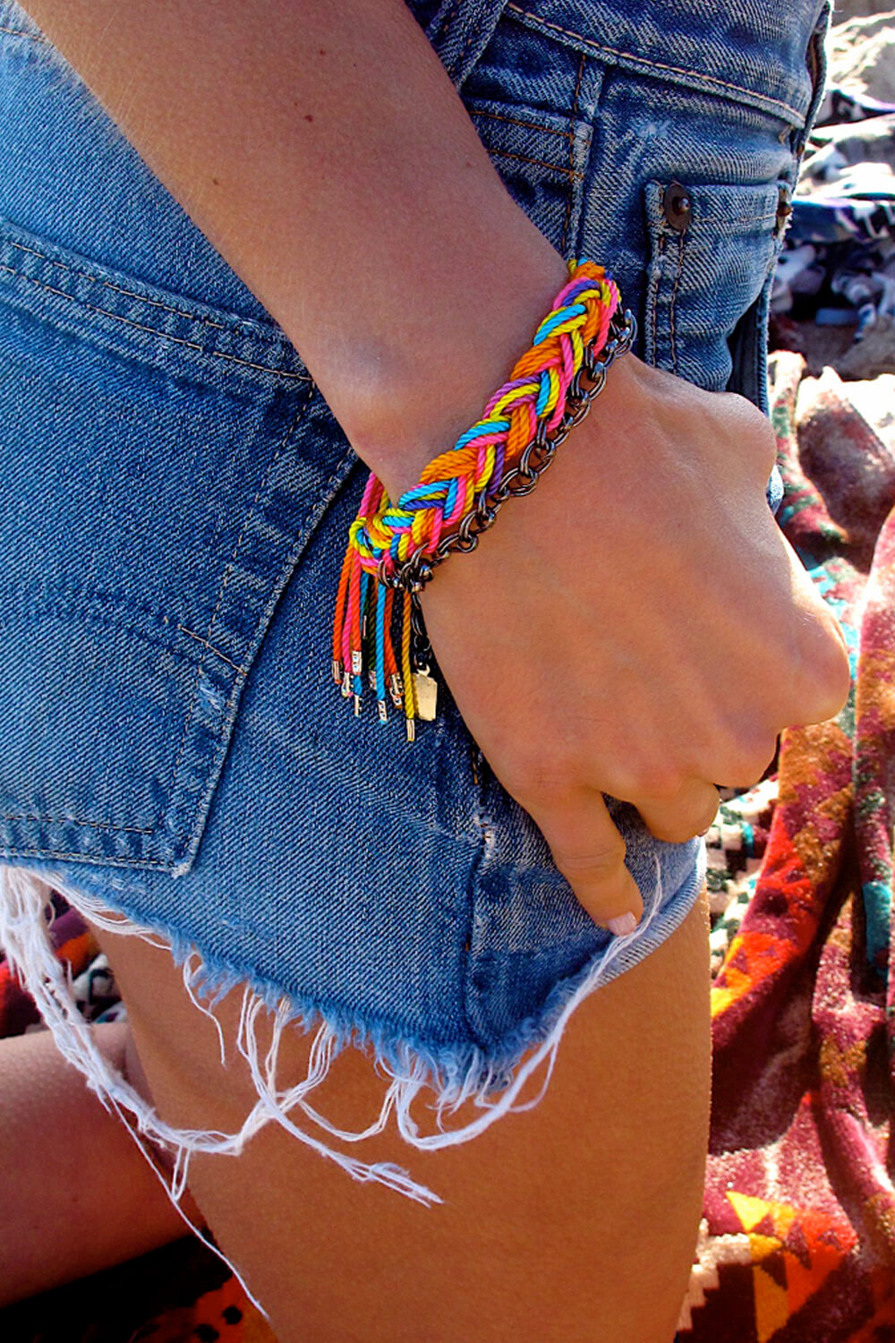 fringe bracelet - gunmetal rainbow ombre
