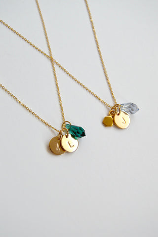 medallion initial necklace - gold custom