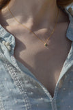 mini spike necklace - gold aqua