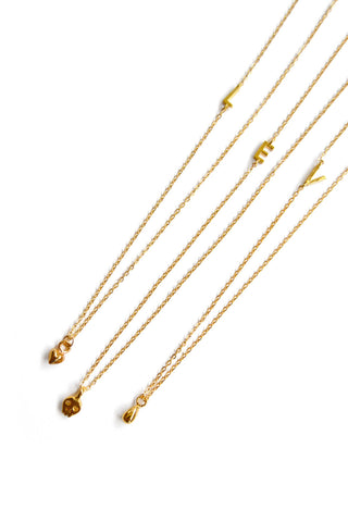 mini vertical initial necklace - gold custom