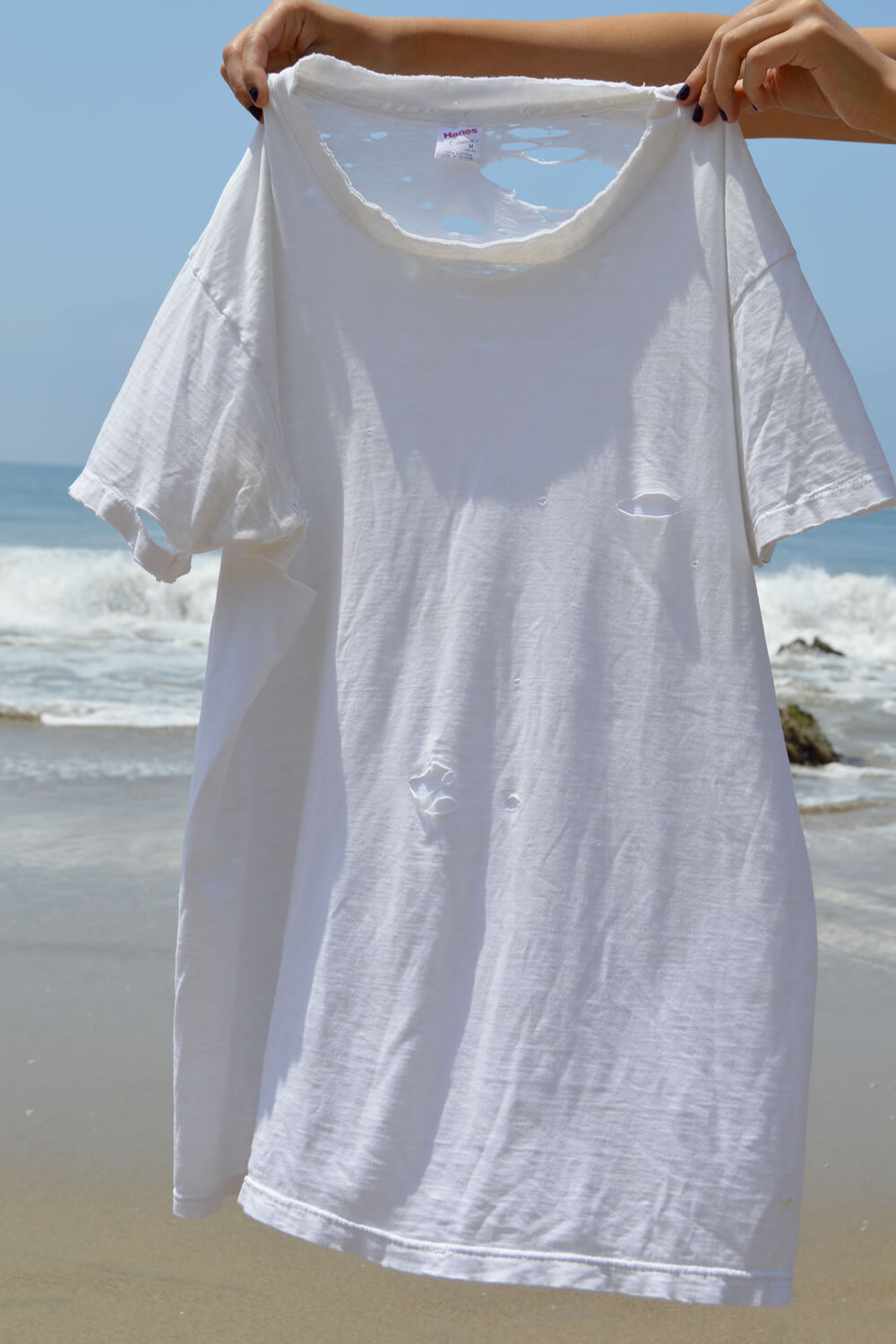 vintage hanes thrashed tee - worn white - women's medium
