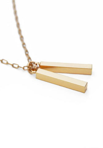 twin pendants necklace - gold