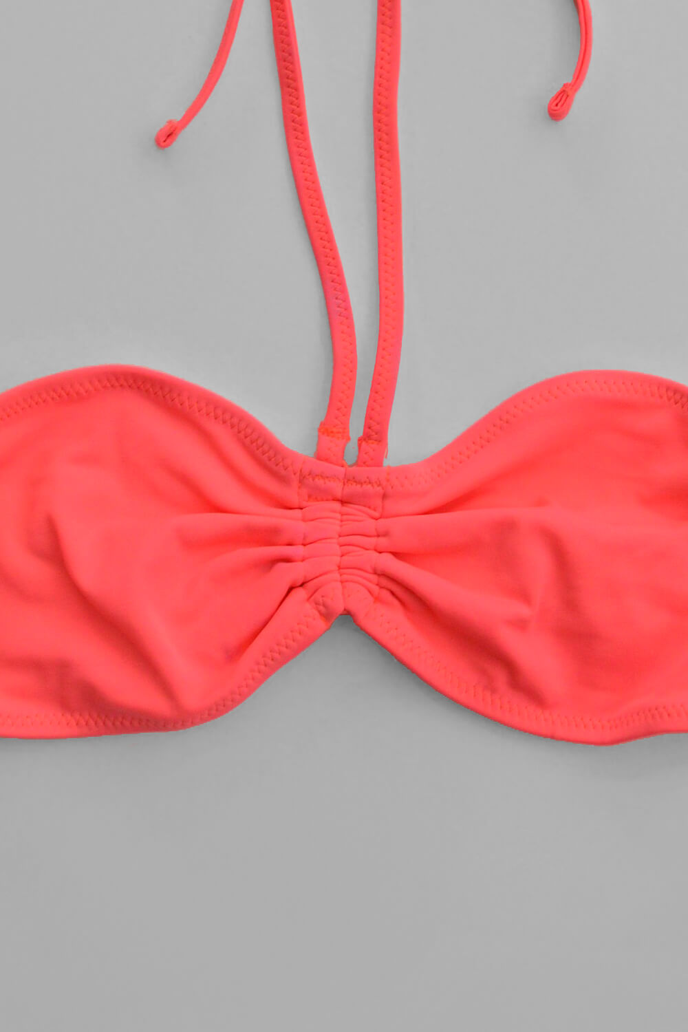 bandeau halter bikini top - neon pink coral - size small