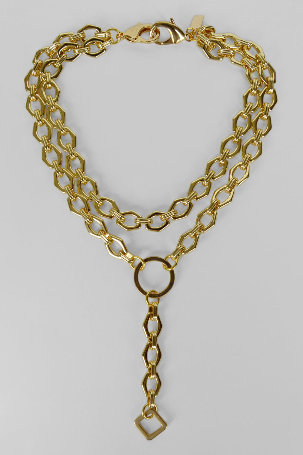 bold hexagon link chain necklace - gold