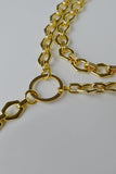 bold hexagon link chain necklace - gold