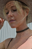 beaded velvet ribbon choker - midnight