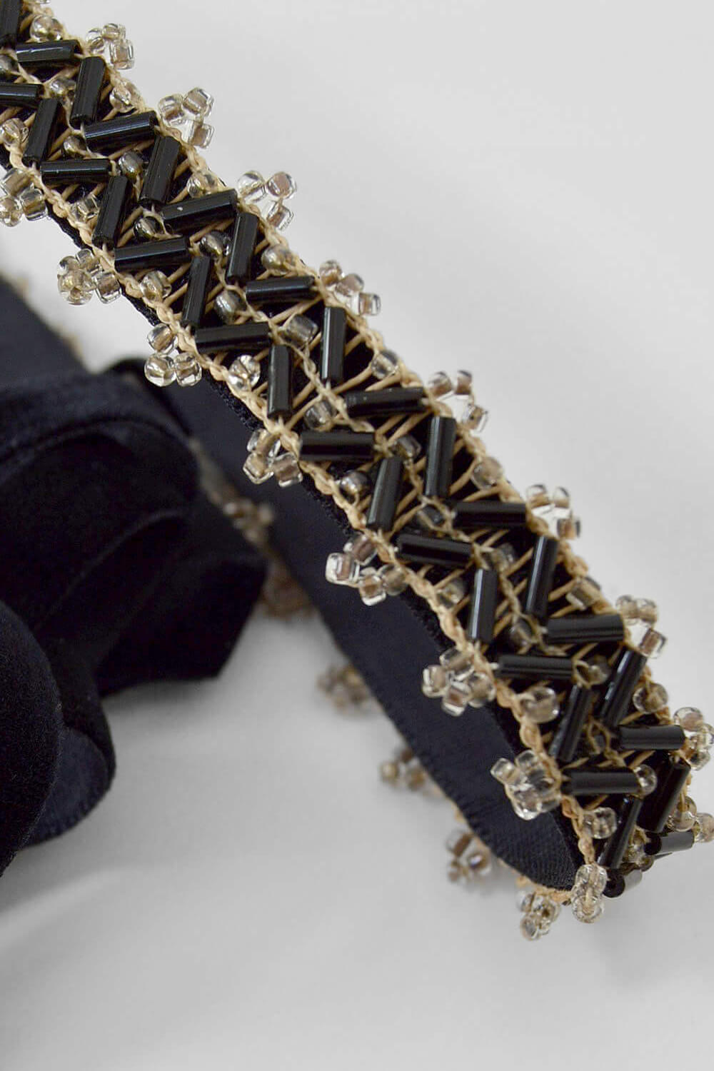beaded velvet ribbon choker - midnight