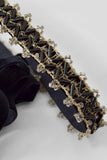 beaded velvet ribbon choker - midnight
