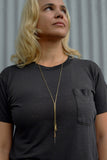 dagger and hand pendant lariat necklace - gold / silver