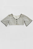 vintage cropped top - white / black stripe - size medium