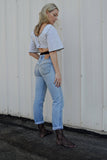 vintage cropped top - white / black stripe - size medium