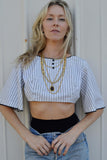 vintage cropped top - white / black stripe - size medium