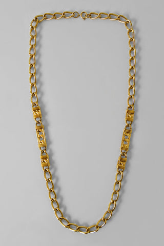 vintage large link chain necklace - antique gold