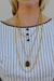 vintage multi gold chain pendant necklace - smokey quartz