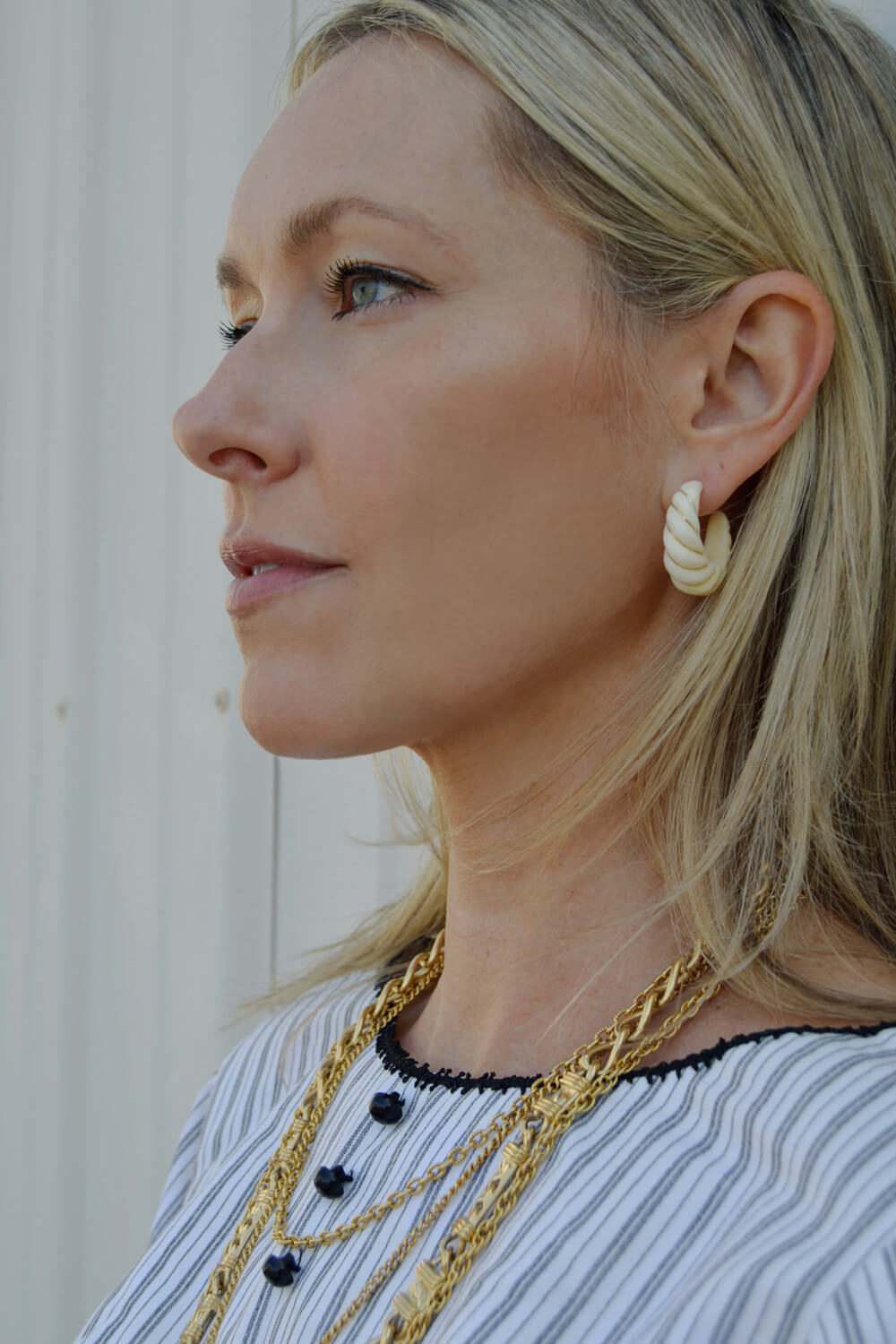 vintage twisted horn hoop earrings