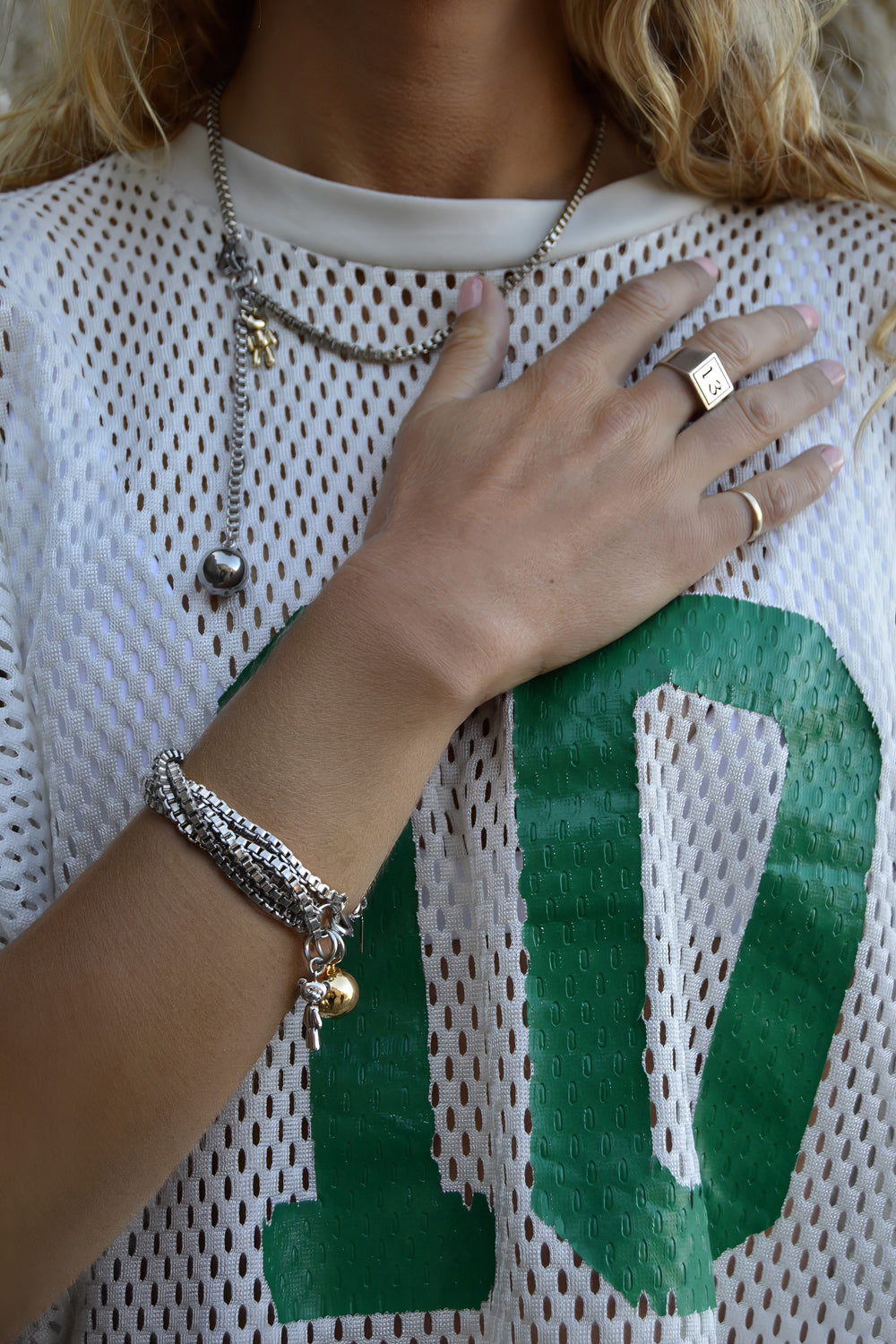 wrecking ball bracelet - tarnished silver