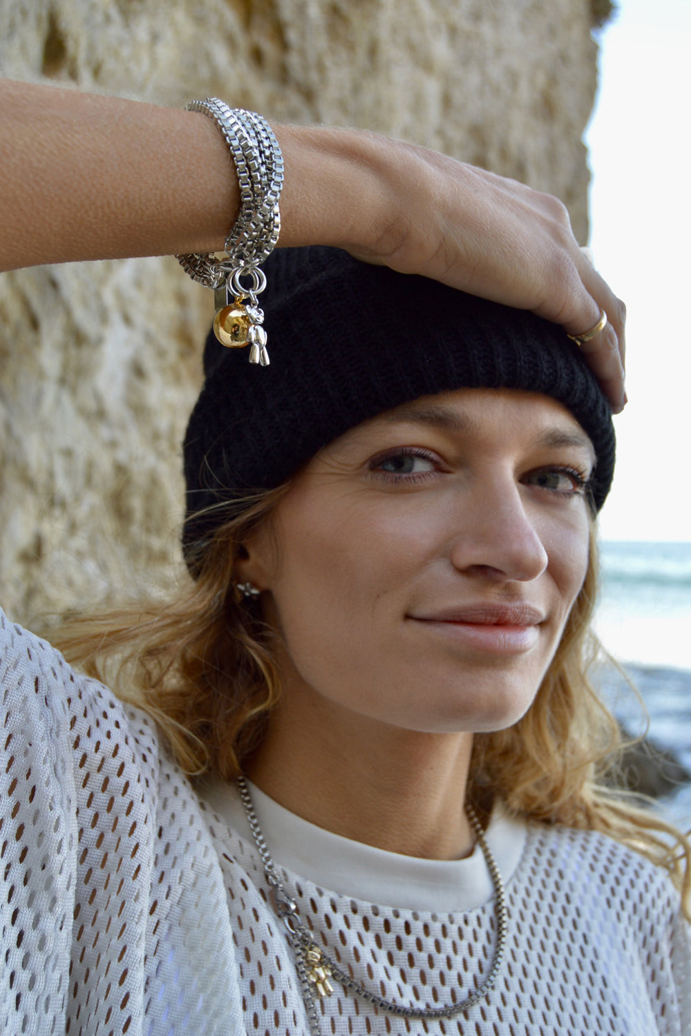 wrecking ball bracelet - tarnished silver