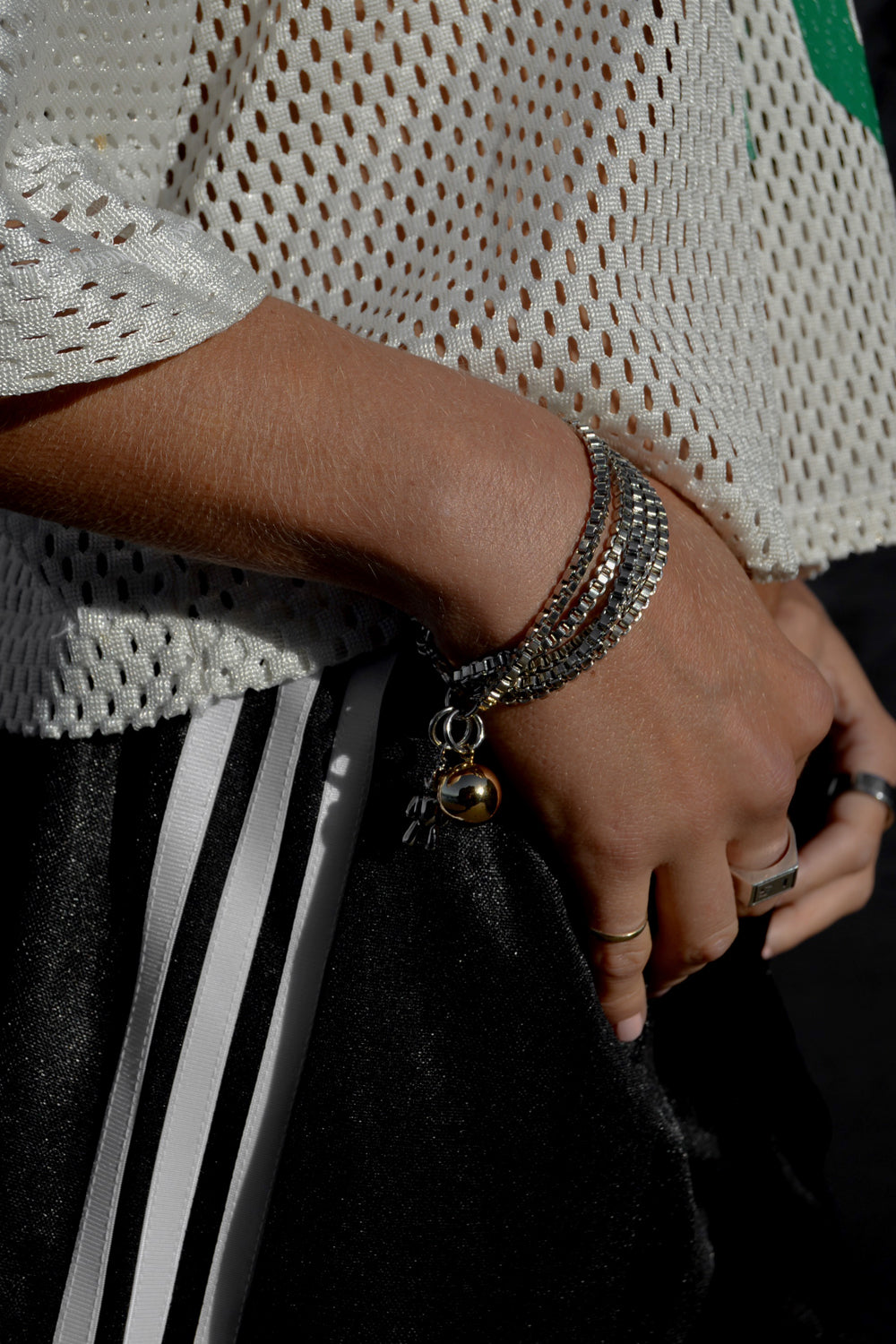 wrecking ball bracelet - tarnished silver