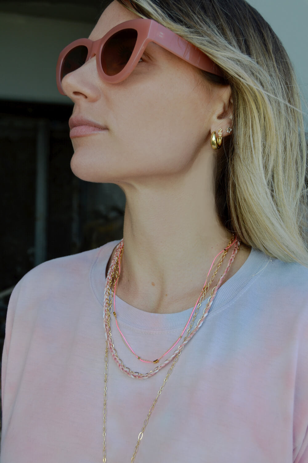 everyday chain - gold peony pink