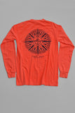 long sleeve crew neck graphic tee - neon pink coral - size small