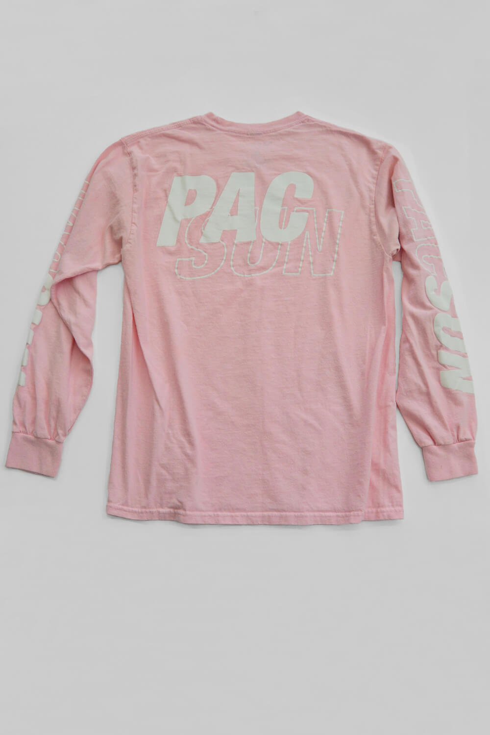 long sleeve crew neck tee - pink / white pacsun graphic - size m
