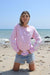 long sleeve crew neck tee - pink / white pacsun graphic - size m