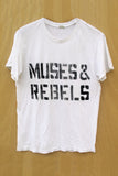 muses & rebels graphic tee  - vintage white - women's size small