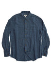 linen cotton collared shirt - washed navy - size large