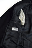 vintage wool double breasted overcoat - black - size medium/large