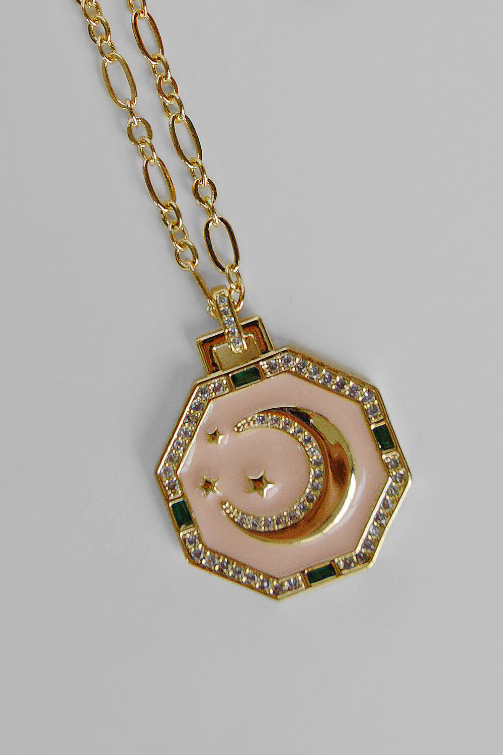 moon tarot pendant necklace - gold / peach