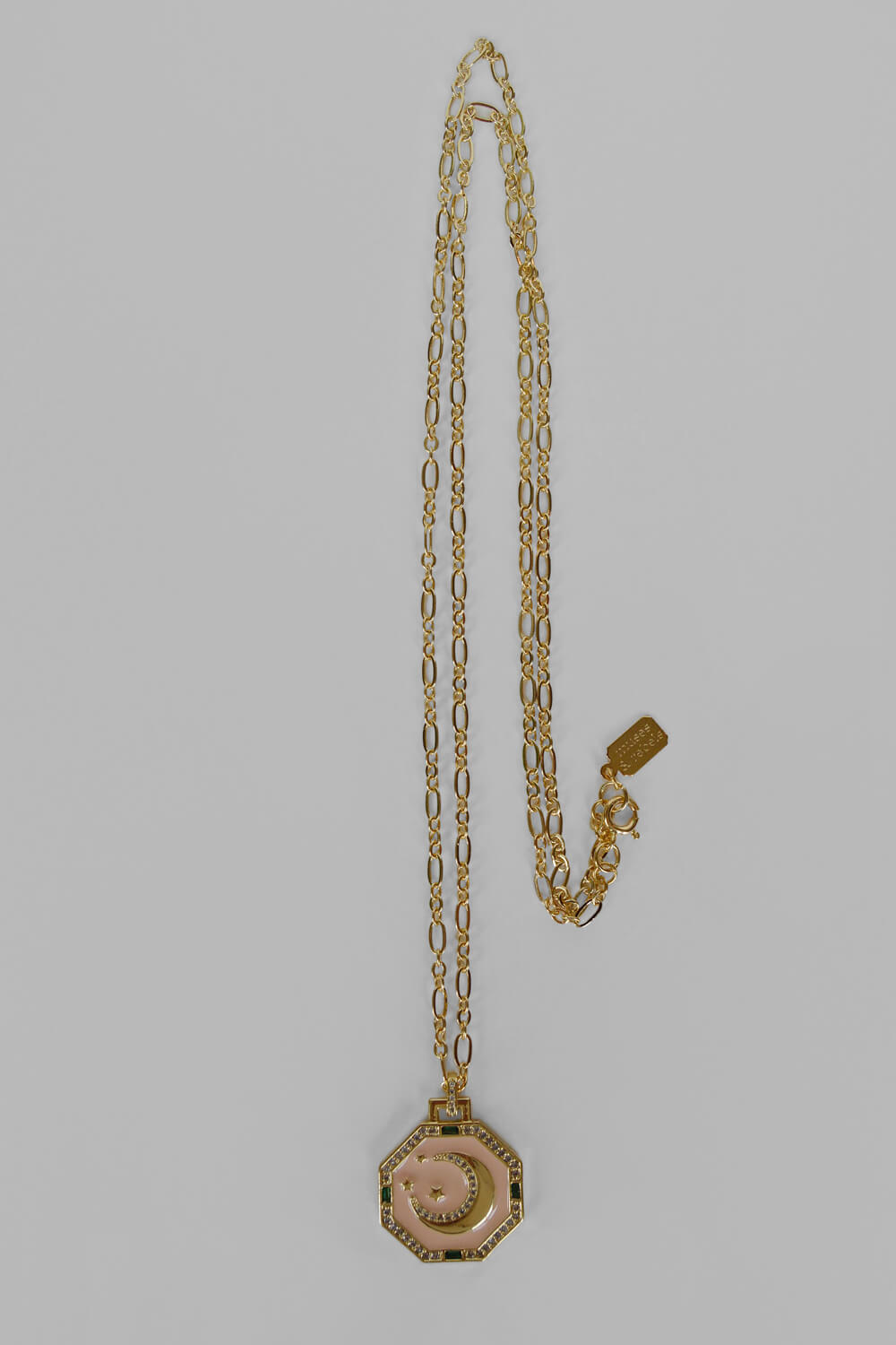 moon tarot pendant necklace - gold / peach