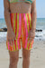vintage curved hem pull on short - neon pink and yellow stripe - size 5